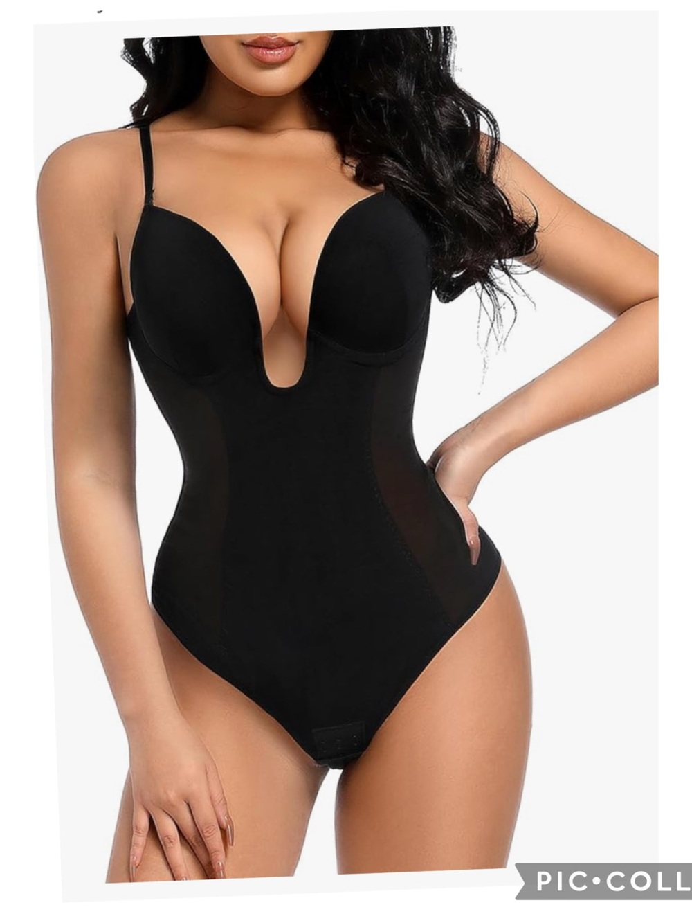 Decorus Black Plunge Bodysuit Shapewear Large